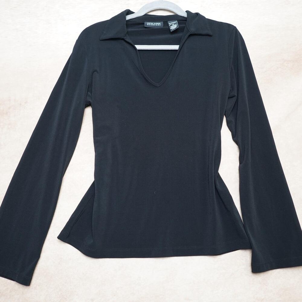 New York Company Collared Top Black M